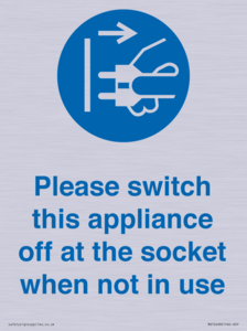 Please switch this appliance off at the socket when not in use